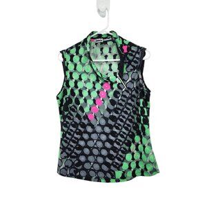 Jamie Sadock Women's Faux Leather Trim Polka Dots Top - M